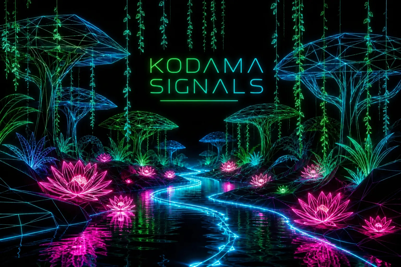 Kodama Signals — neon forest identity